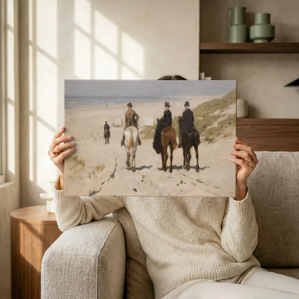 Sfeerimpressie: Morgenrit langs het strand van Anton Mauve terwijl het omhoog wordt gehouden