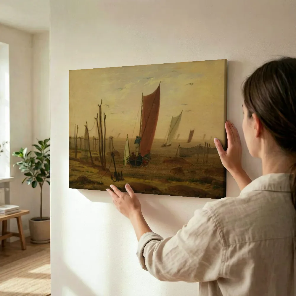 Sfeerimpressie: Morning van Caspar David Friedrich terwijl het wordt opgehangen