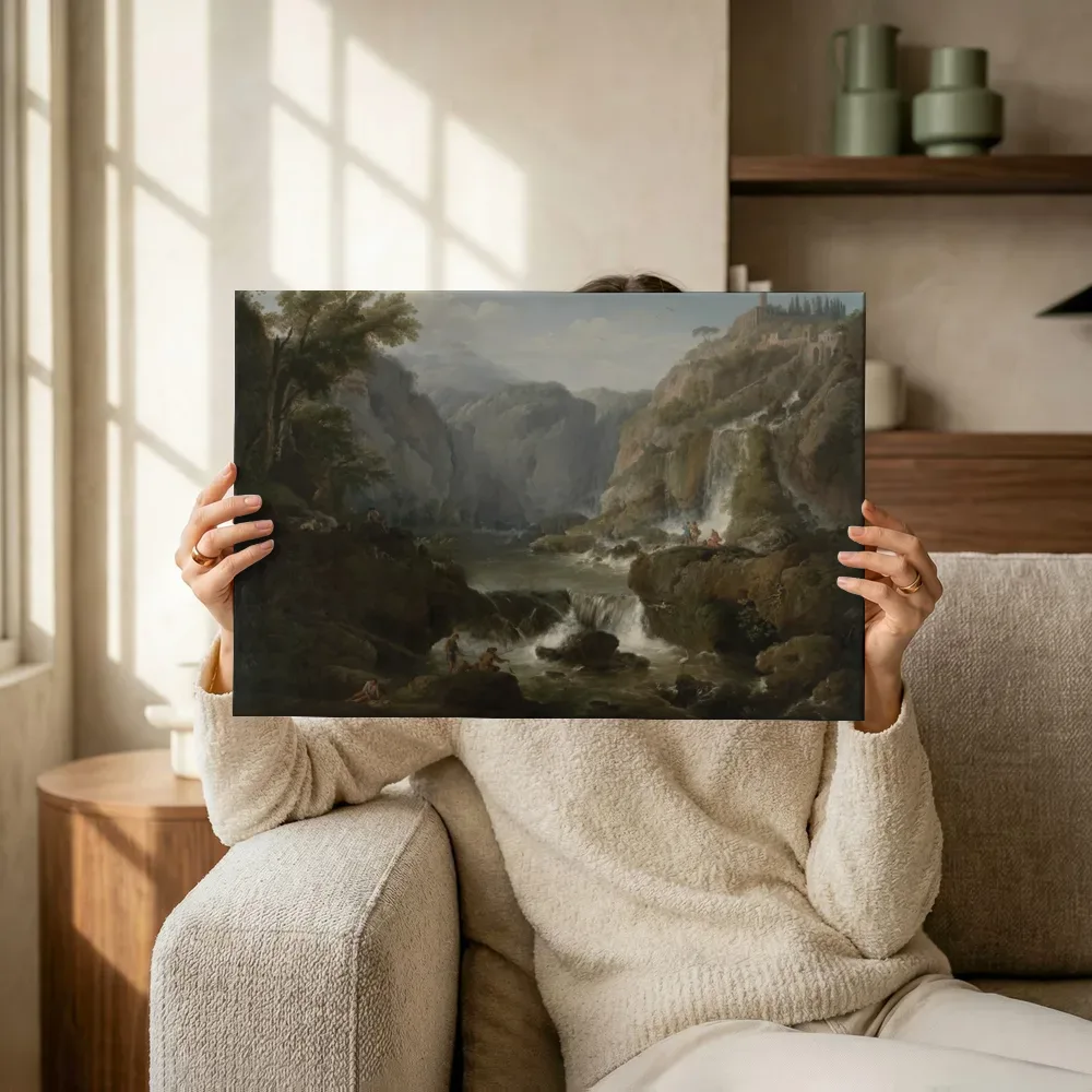 Sfeerimpressie: Bergen bij Saint-Rémy van Claude-Joseph Vernet terwijl het omhoog wordt gehouden