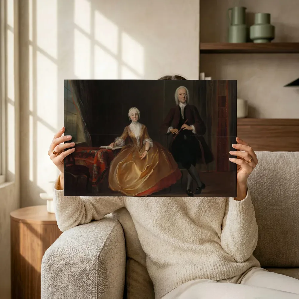 Sfeerimpressie: Musicerend paar van Cornelis Troost terwijl het omhoog wordt gehouden