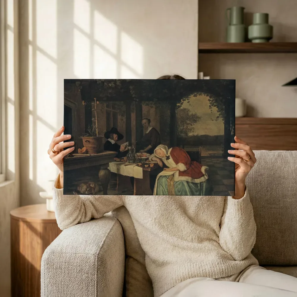 Sfeerimpressie: Na de maaltijd van Jan Steen terwijl het omhoog wordt gehouden