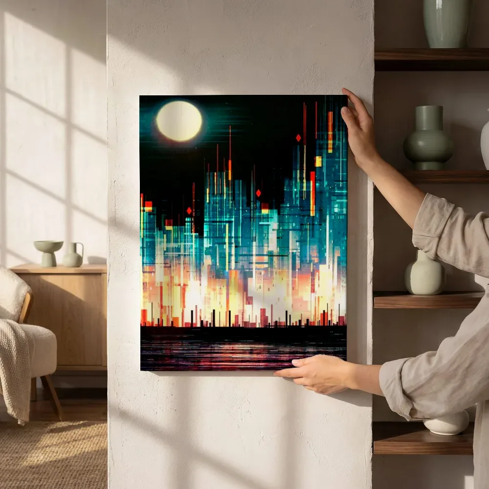 Sfeerimpressie: Nachtelijke skyline met volle maan naast de kast