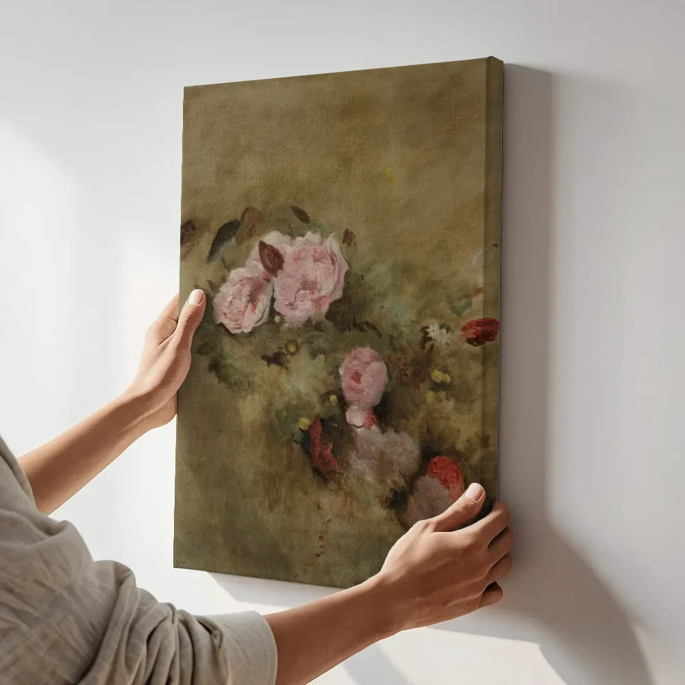 Sfeerimpressie: Nature morte au bouquet de fleurs CKS 0062 van Jean-Baptiste-Camille Corot terwijl het aan de muur wordt gehangen