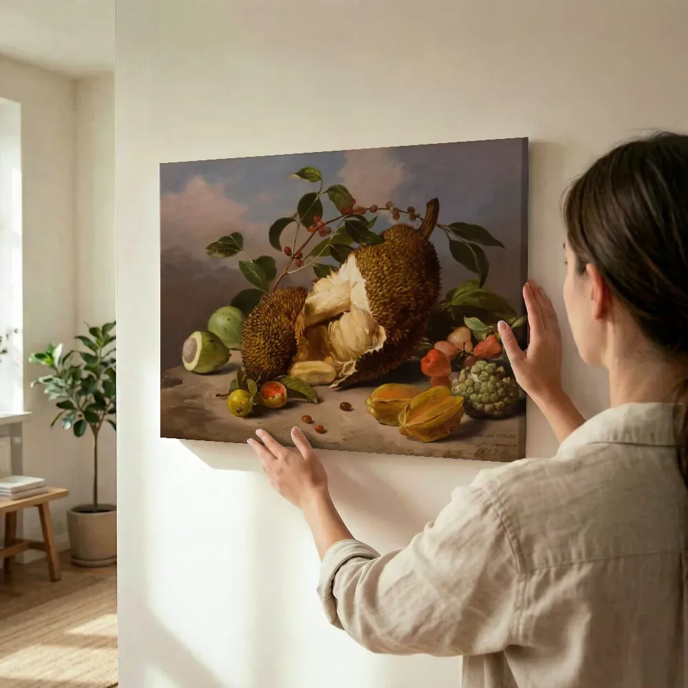 Sfeerimpressie: Natureza-morta com frutas (atribuído) van een onbekende meester terwijl het wordt opgehangen
