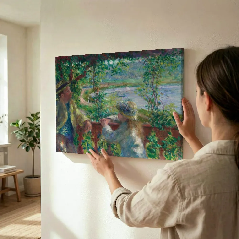 Sfeerimpressie: Bij het meer van Pierre-Auguste Renoir terwijl het wordt opgehangen