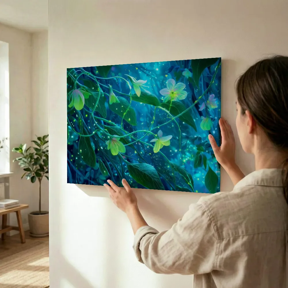 Sfeerimpressie: Bloemen met neon aders terwijl het wordt opgehangen