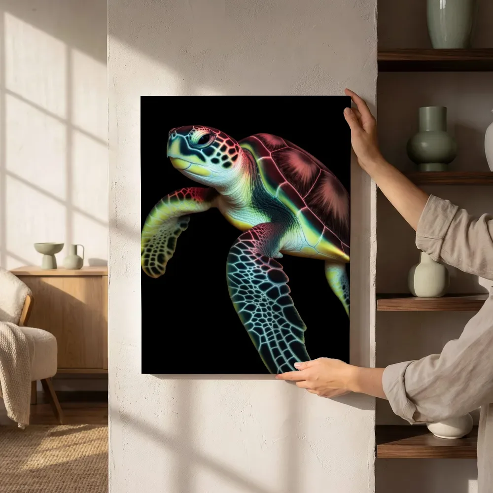 Sfeerimpressie: Neon zeeschildpad naast de kast