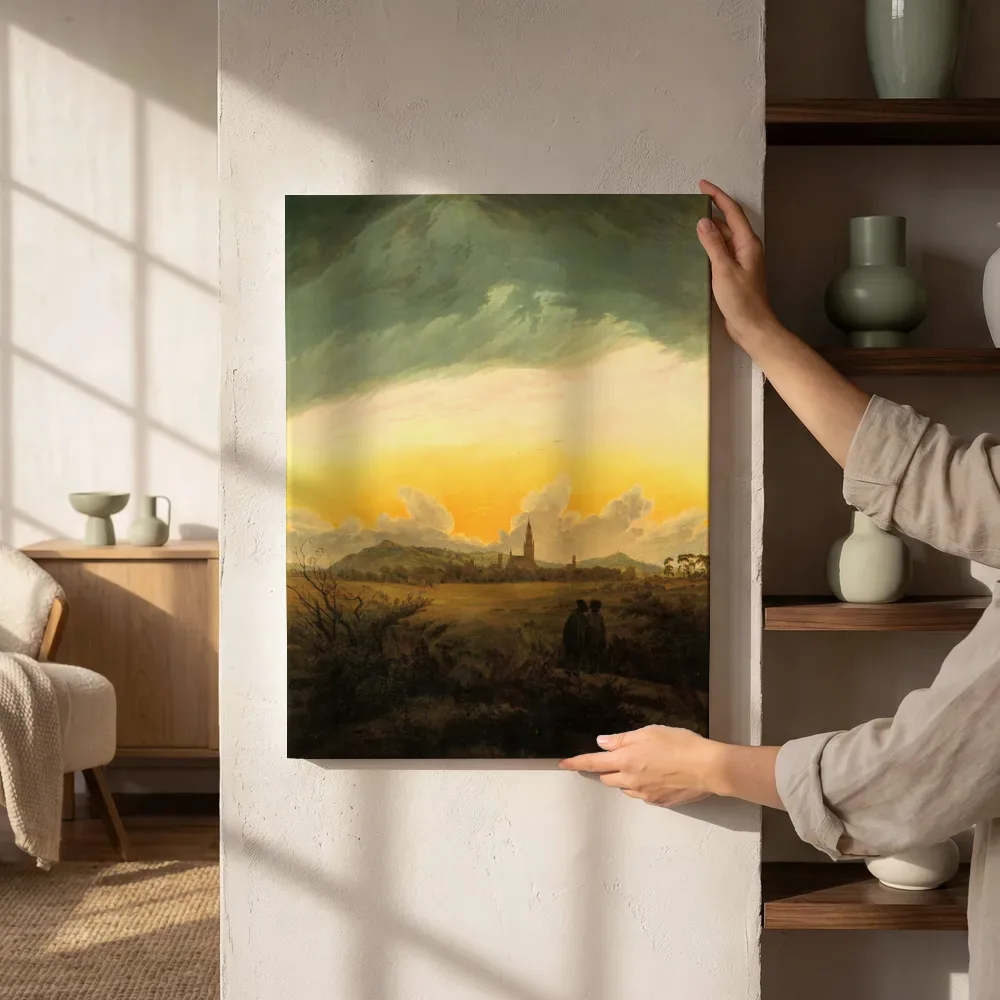 Sfeerimpressie: Neubrandenburg met silhouetten van Caspar David Friedrich naast de kast