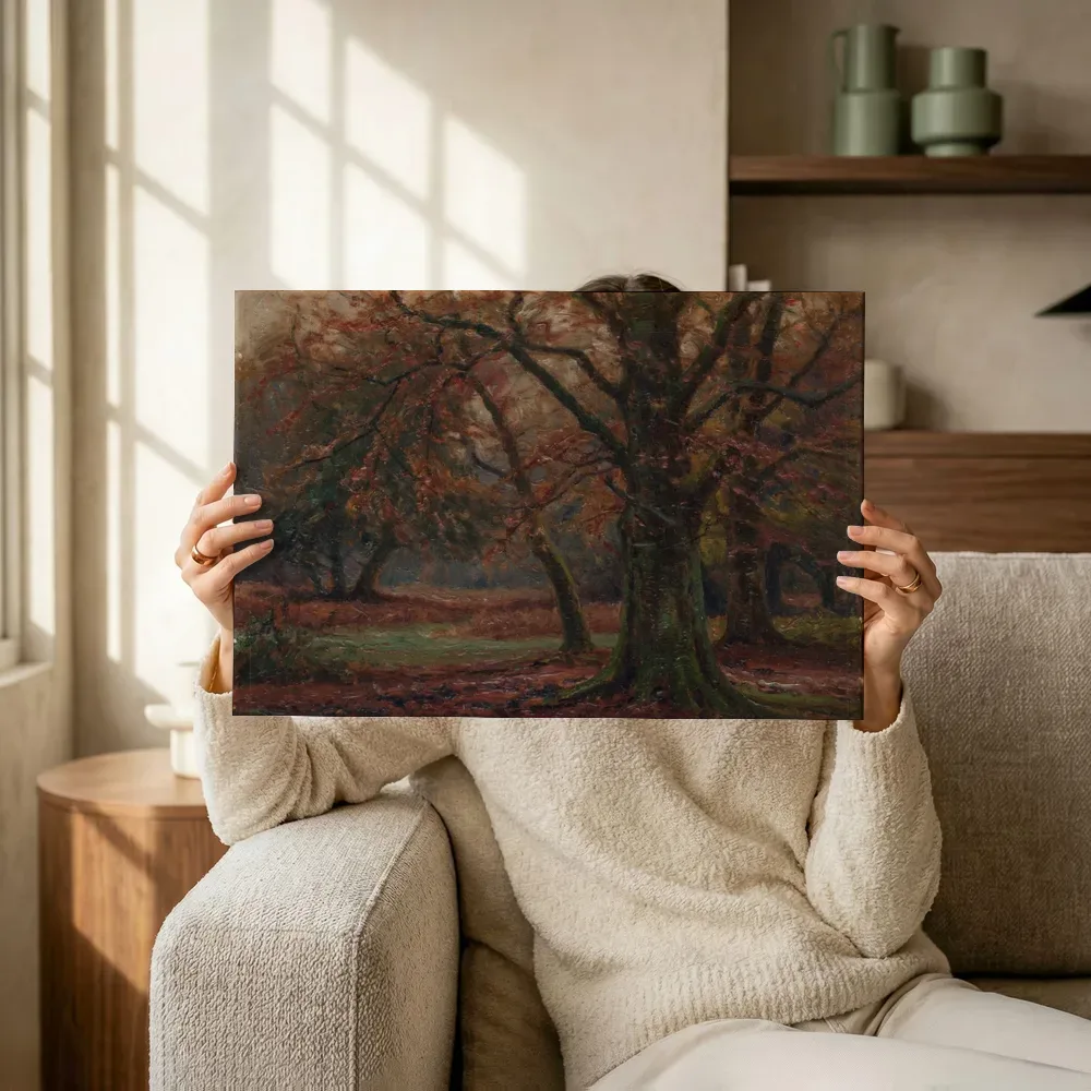 Sfeerimpressie: New Forest in de herfst van Frederick Golden Short terwijl het omhoog wordt gehouden