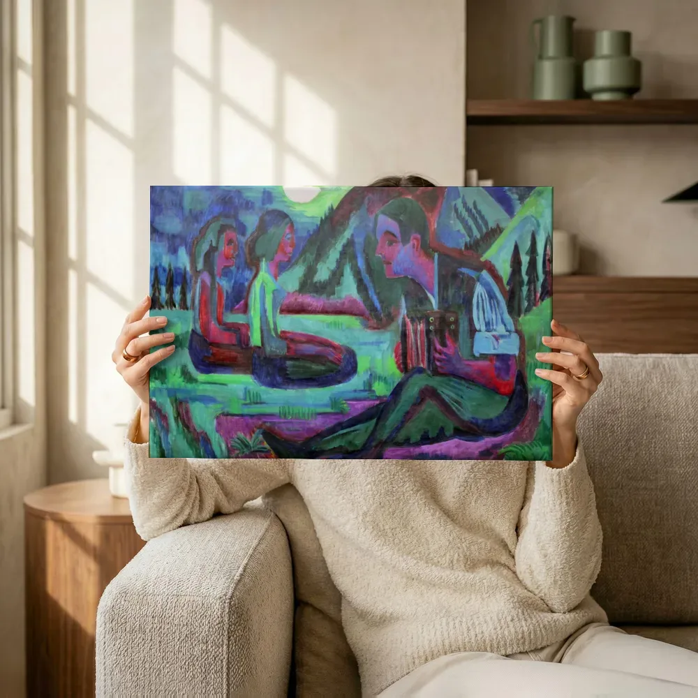 Sfeerimpressie: Nachtmaan, accordeonspeler in het maanlicht van Ernst Ludwig Kirchner terwijl het omhoog wordt gehouden