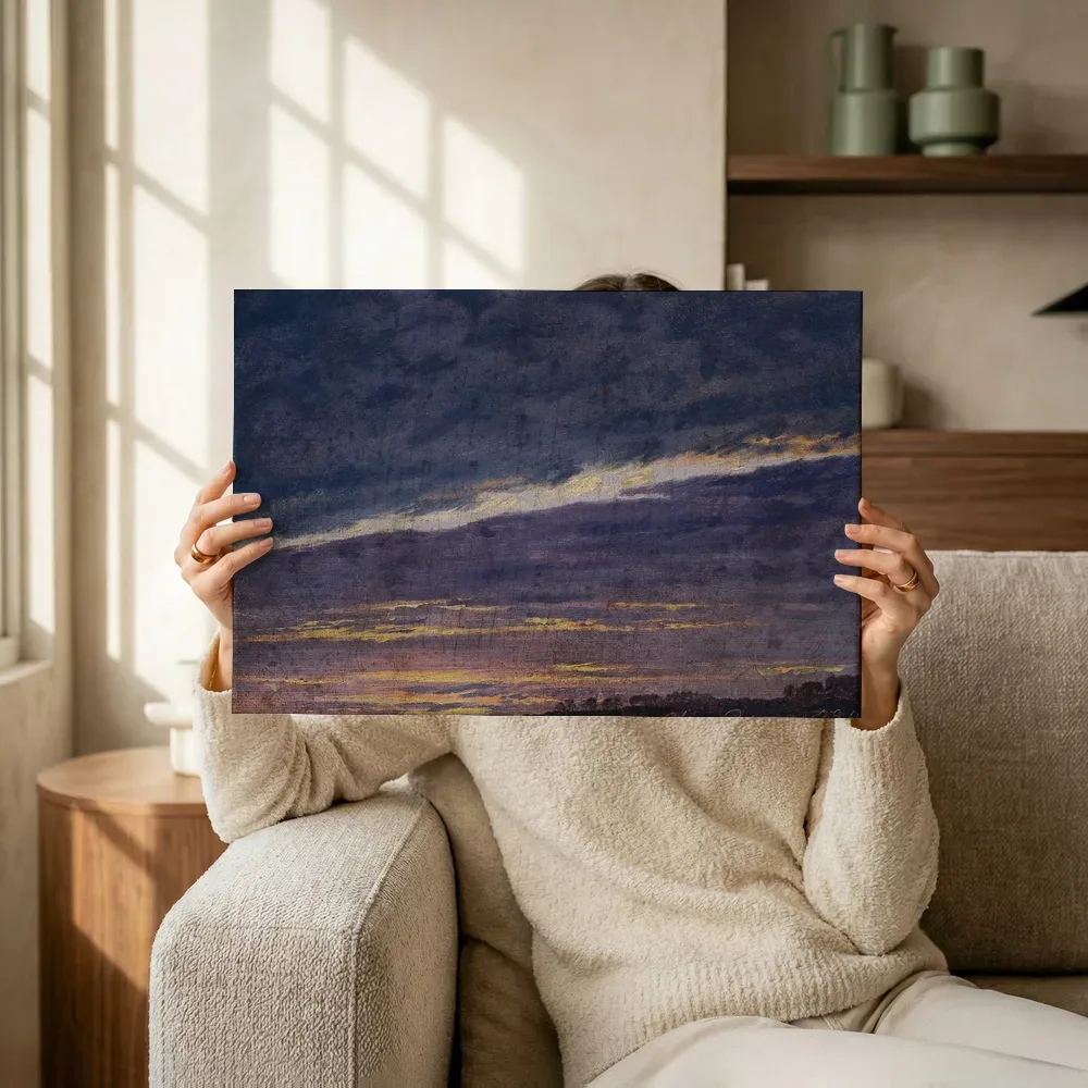 Sfeerimpressie: Nightly cloudy sky / Evening van Caspar David Friedrich terwijl het omhoog wordt gehouden
