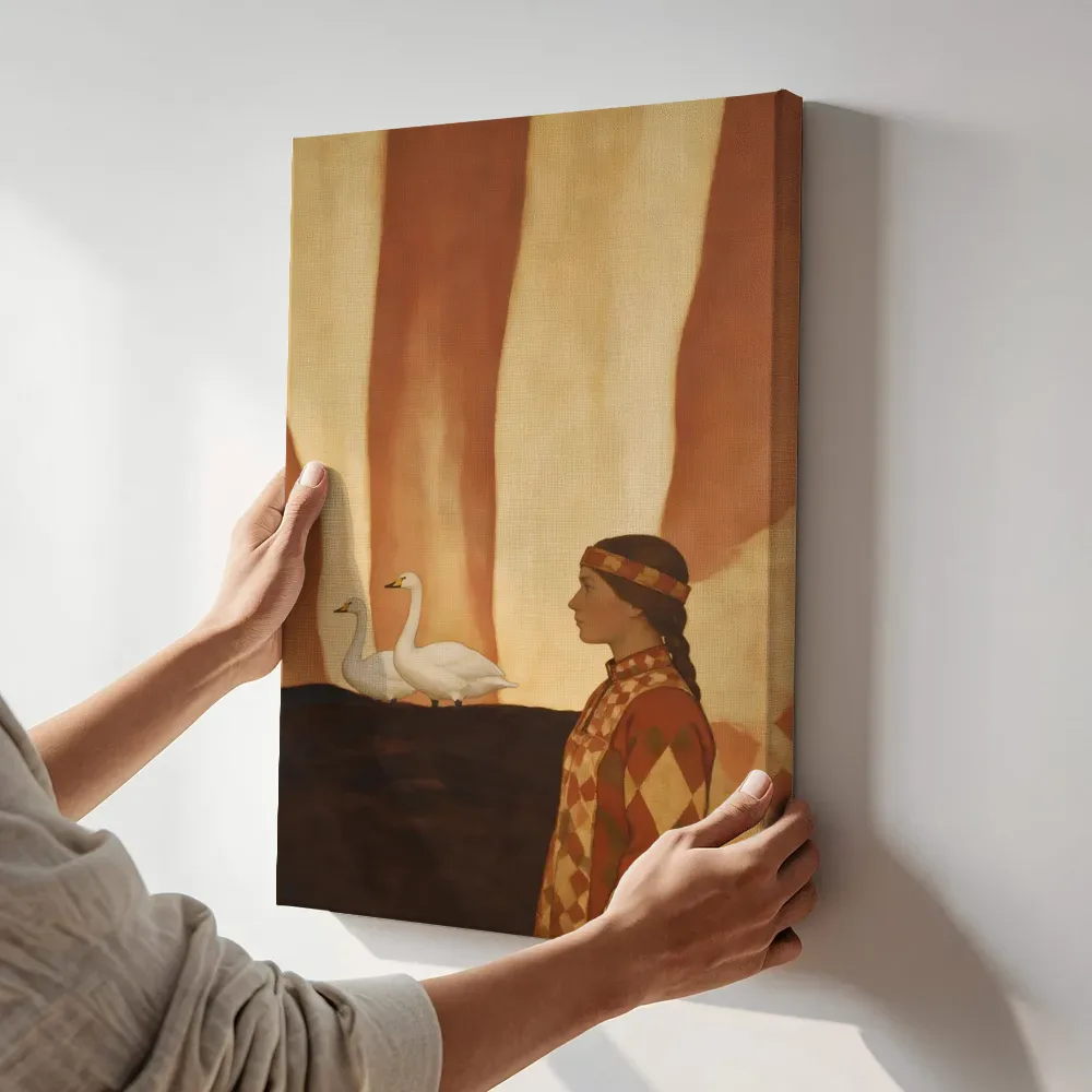 Sfeerimpressie: Vrouw met vlecht in terracotta en zand terwijl het aan de muur wordt gehangen