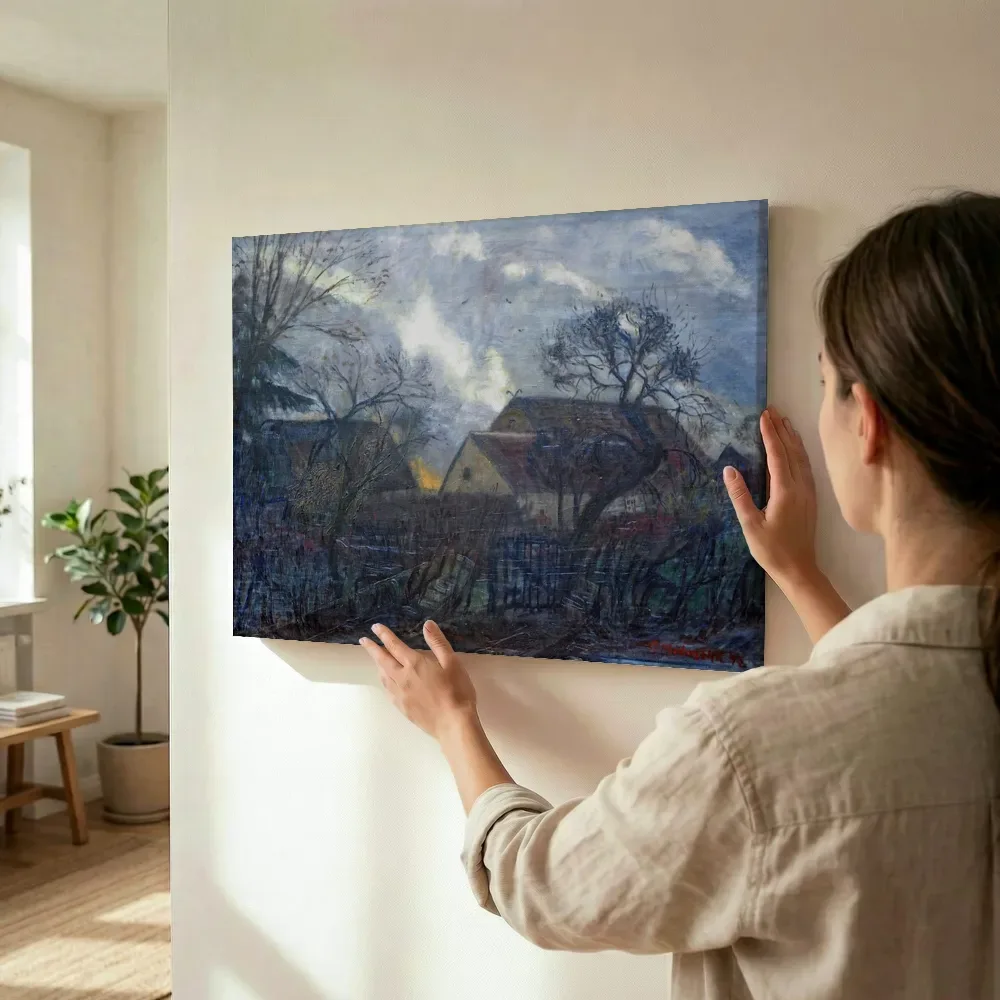 Sfeerimpressie: Onweer boven het huis in Fischerhude van Otto Modersohn terwijl het wordt opgehangen