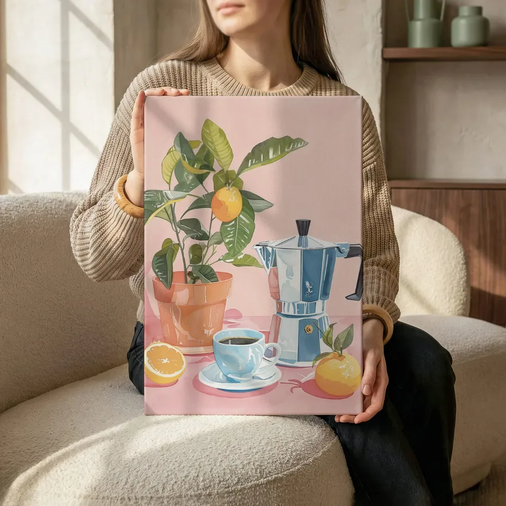 Sfeerimpressie: Ochtendkoffie met citrus terwijl het zittend wordt getoond