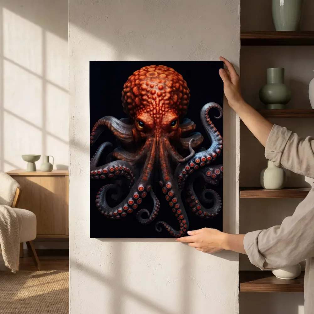 Sfeerimpressie: Vuurrode octopus naast de kast