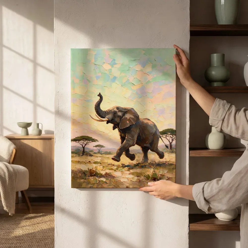 Sfeerimpressie: Olifant in beweging in de mist naast de kast