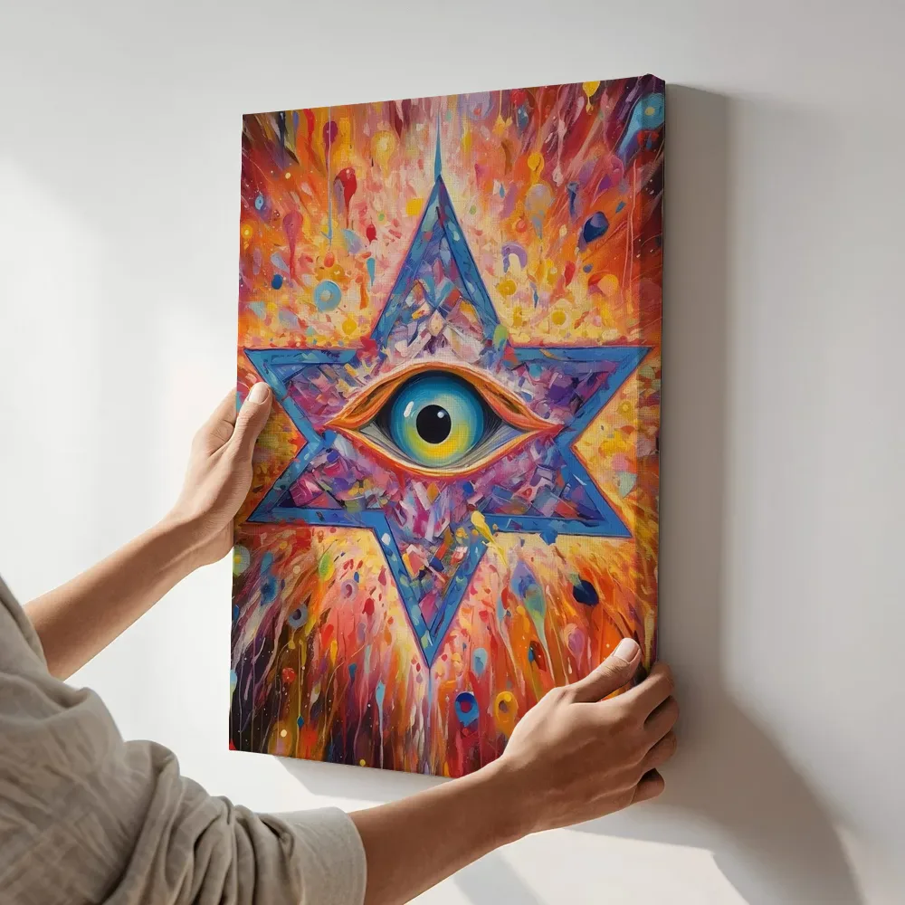 Sfeerimpressie: Oog in de ster terwijl het aan de muur wordt gehangen