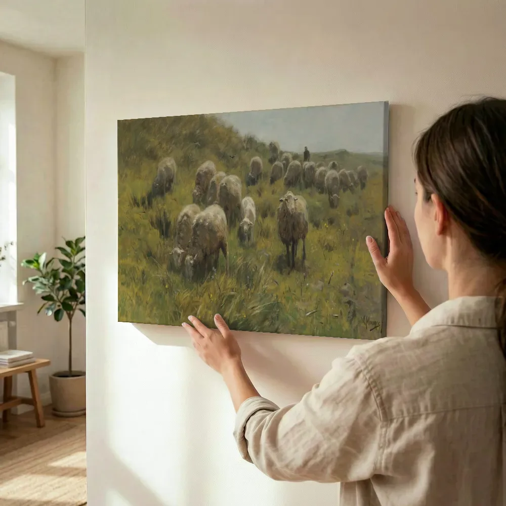 Sfeerimpressie: Op de duinen van Anton Mauve terwijl het wordt opgehangen
