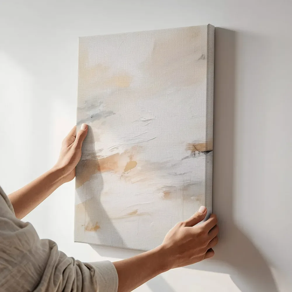 Sfeerimpressie: Oranje geode textuur terwijl het aan de muur wordt gehangen