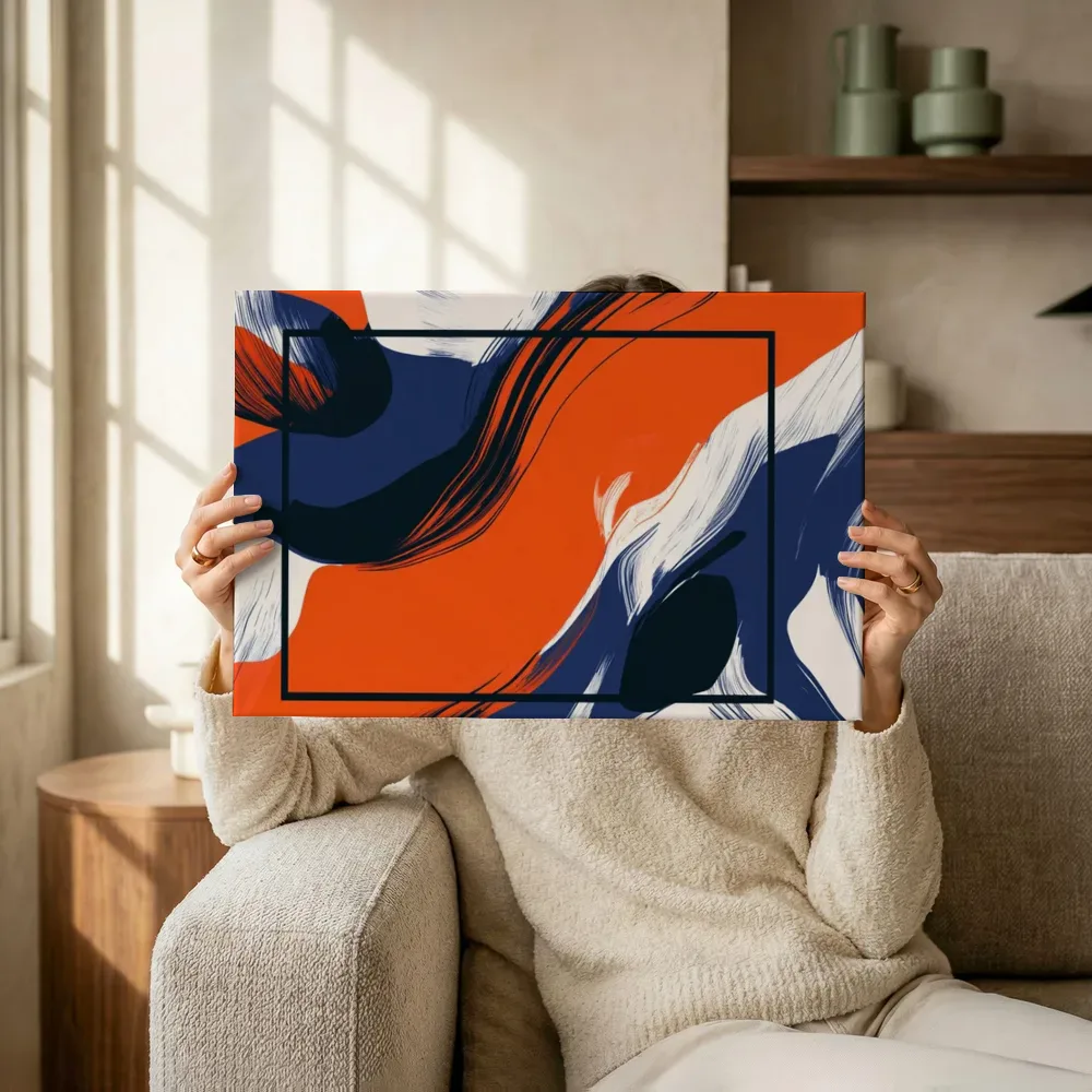 Sfeerimpressie: Oranje penseelstreken terwijl het omhoog wordt gehouden