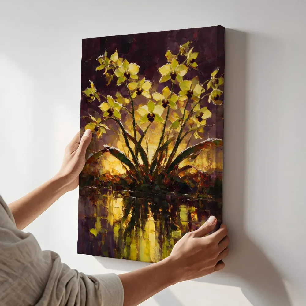 Sfeerimpressie: Orchidee aan de oever in citroen terwijl het aan de muur wordt gehangen