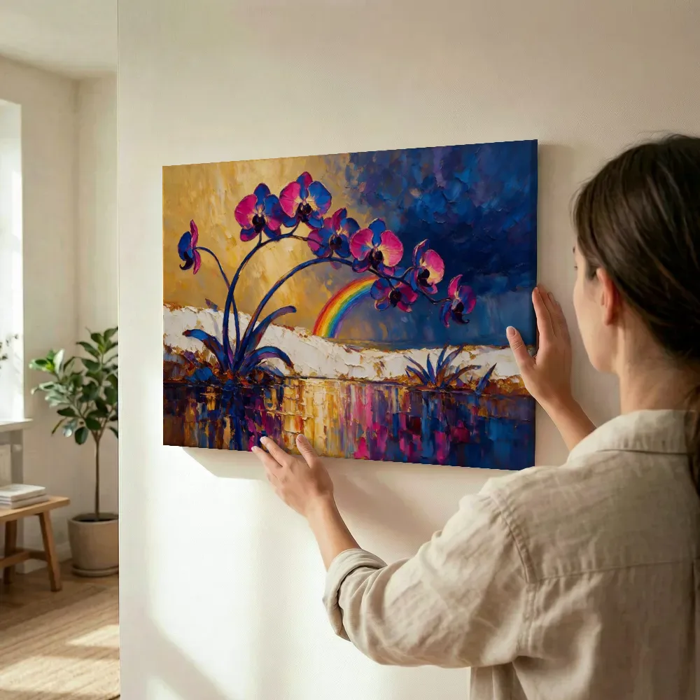 Sfeerimpressie: Orchidee aan de oever in kobaltmagenta terwijl het wordt opgehangen