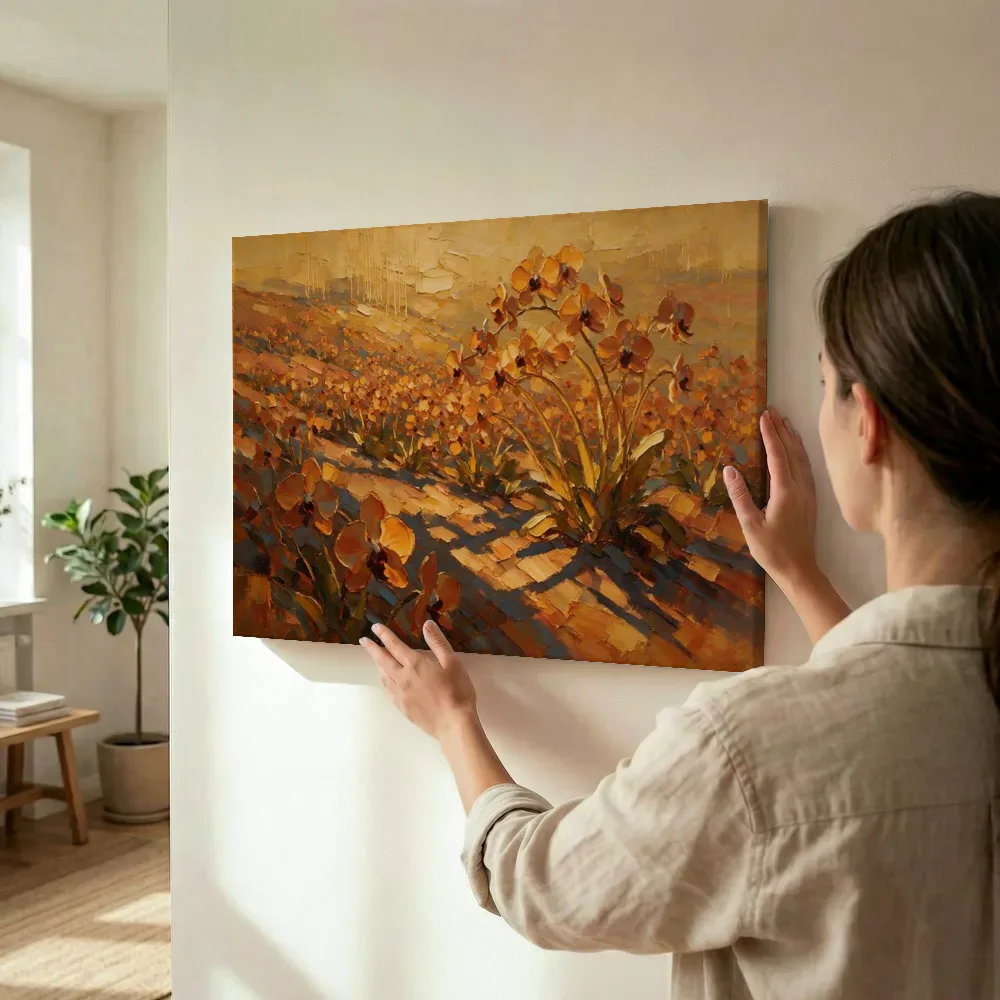 Sfeerimpressie: Orchidee op de helling in terracotta terwijl het wordt opgehangen