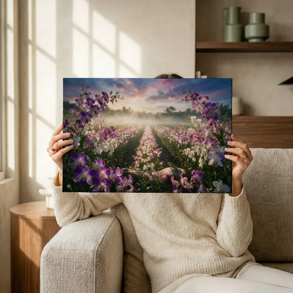 Sfeerimpressie: Orchideeën bij de ochtendmist 5 terwijl het omhoog wordt gehouden