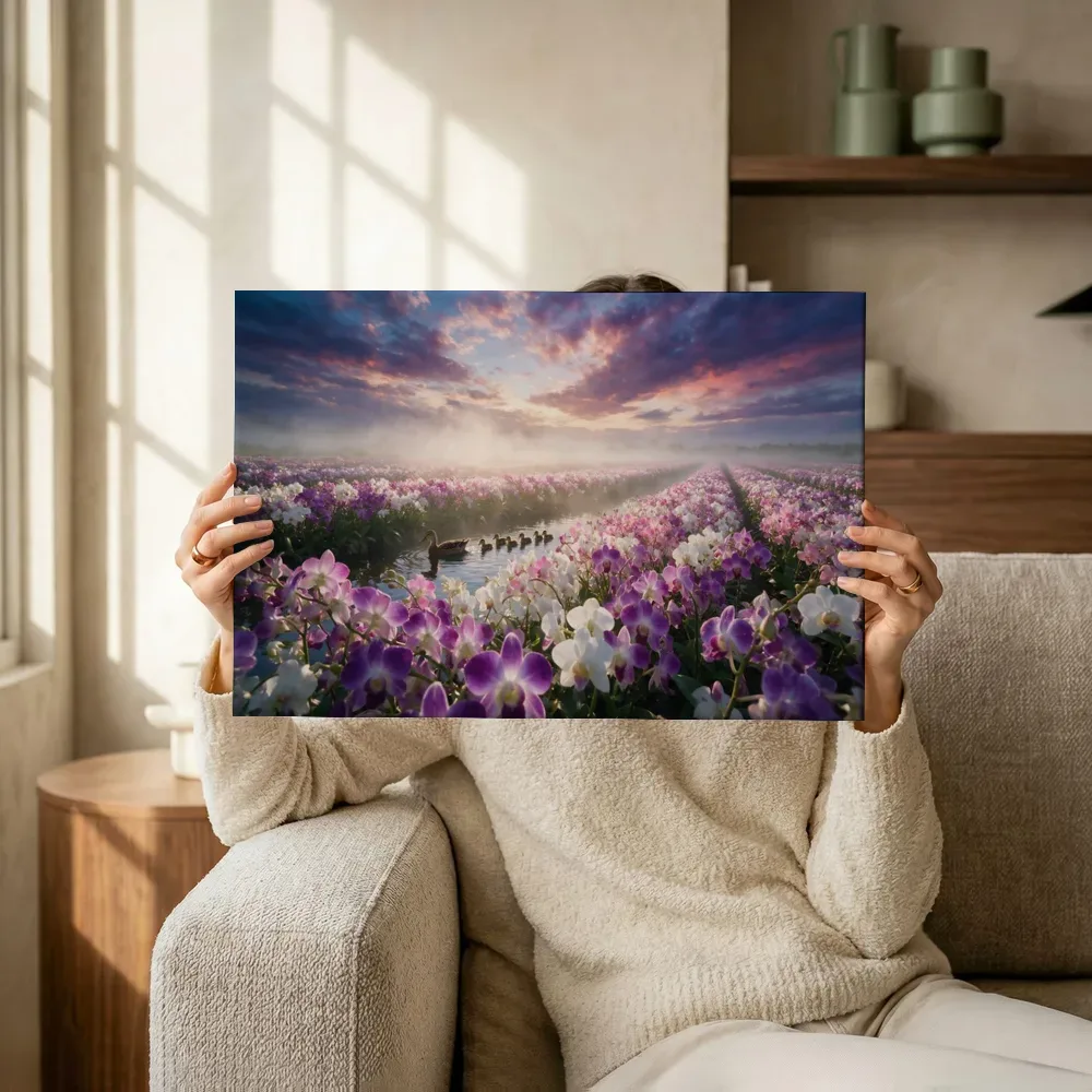 Sfeerimpressie: Orchideeën bij de ochtendmist 7 terwijl het omhoog wordt gehouden