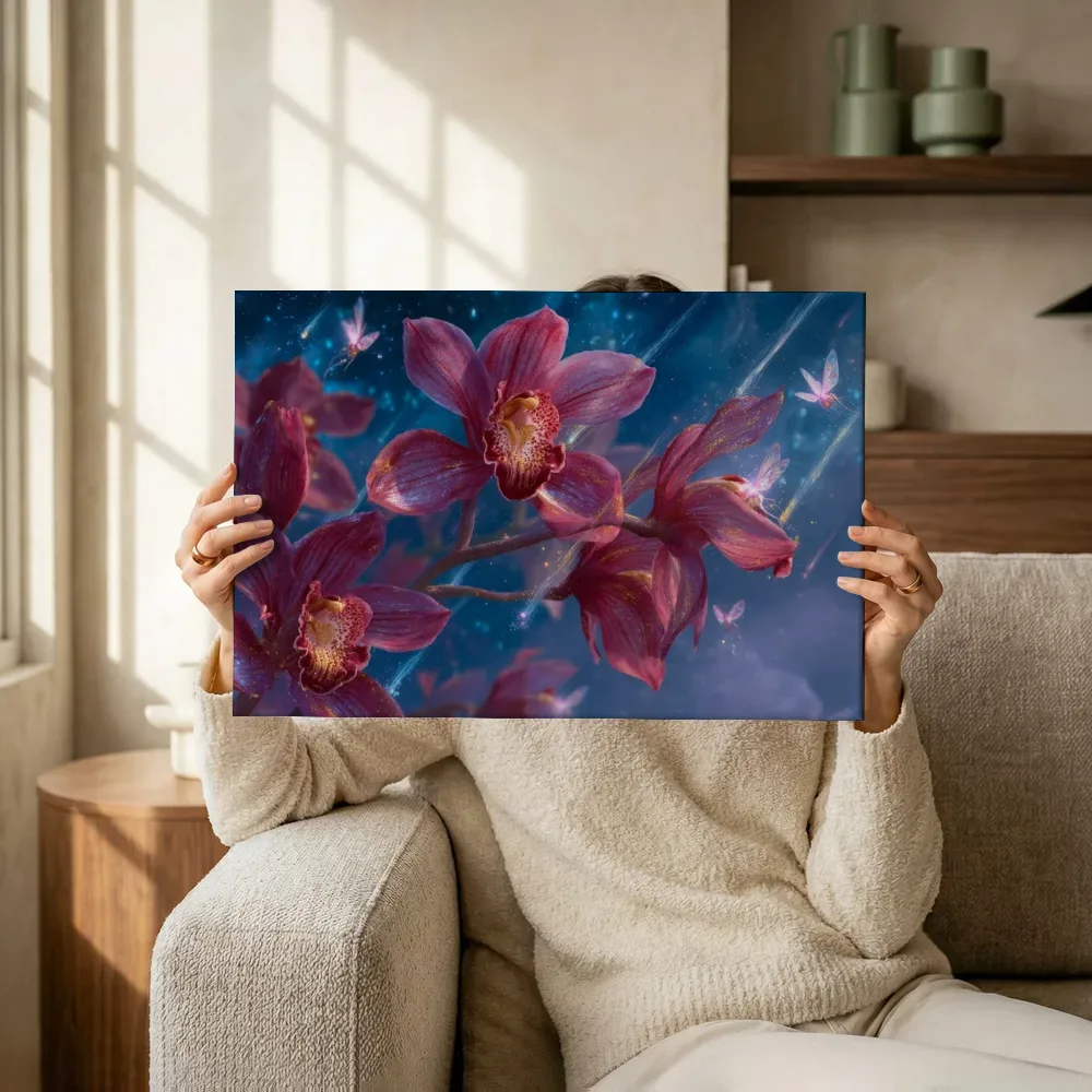 Sfeerimpressie: Orchideeën bij een sterrenregen terwijl het omhoog wordt gehouden