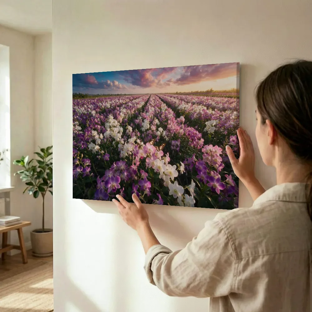 Sfeerimpressie: Orchideeën bij het gouden uur terwijl het wordt opgehangen