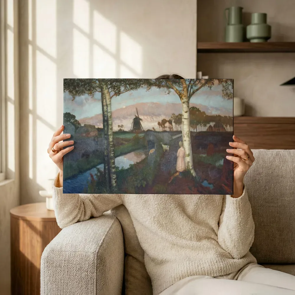 Sfeerimpressie: Maansopgang in het veen van Otto Modersohn terwijl het omhoog wordt gehouden
