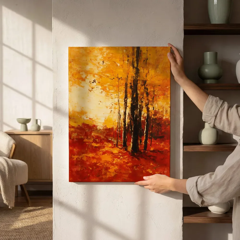 Sfeerimpressie: Oud beukenbos in oranje naast de kast