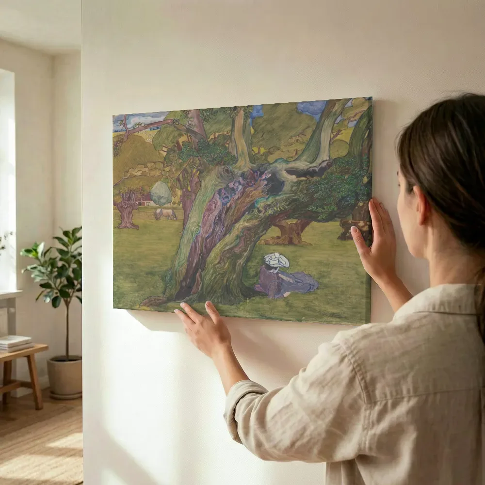 Sfeerimpressie: Oude eiken in Surrey van Jan Toorop terwijl het wordt opgehangen