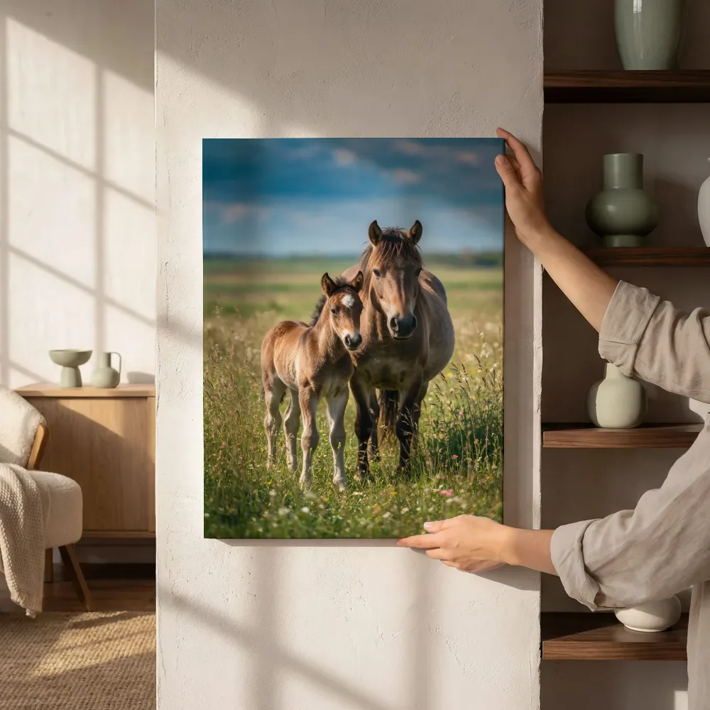 Sfeerimpressie: Paard met jong, een fris lentemoment naast de kast