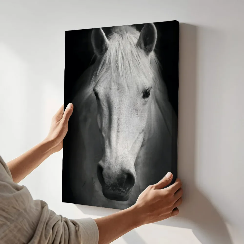 Sfeerimpressie: Paard met versierde teugel terwijl het aan de muur wordt gehangen