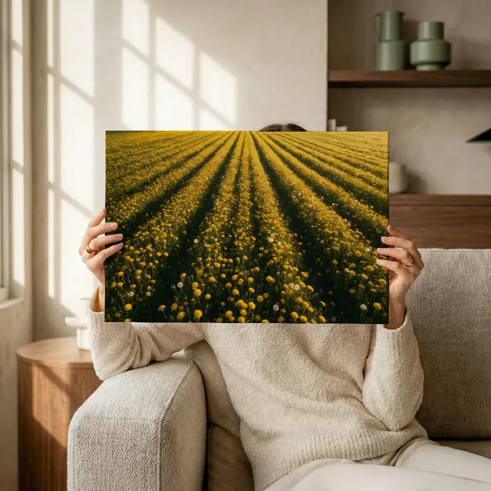 Sfeerimpressie: Paardenbloem bij het gouden uur 2 terwijl het omhoog wordt gehouden