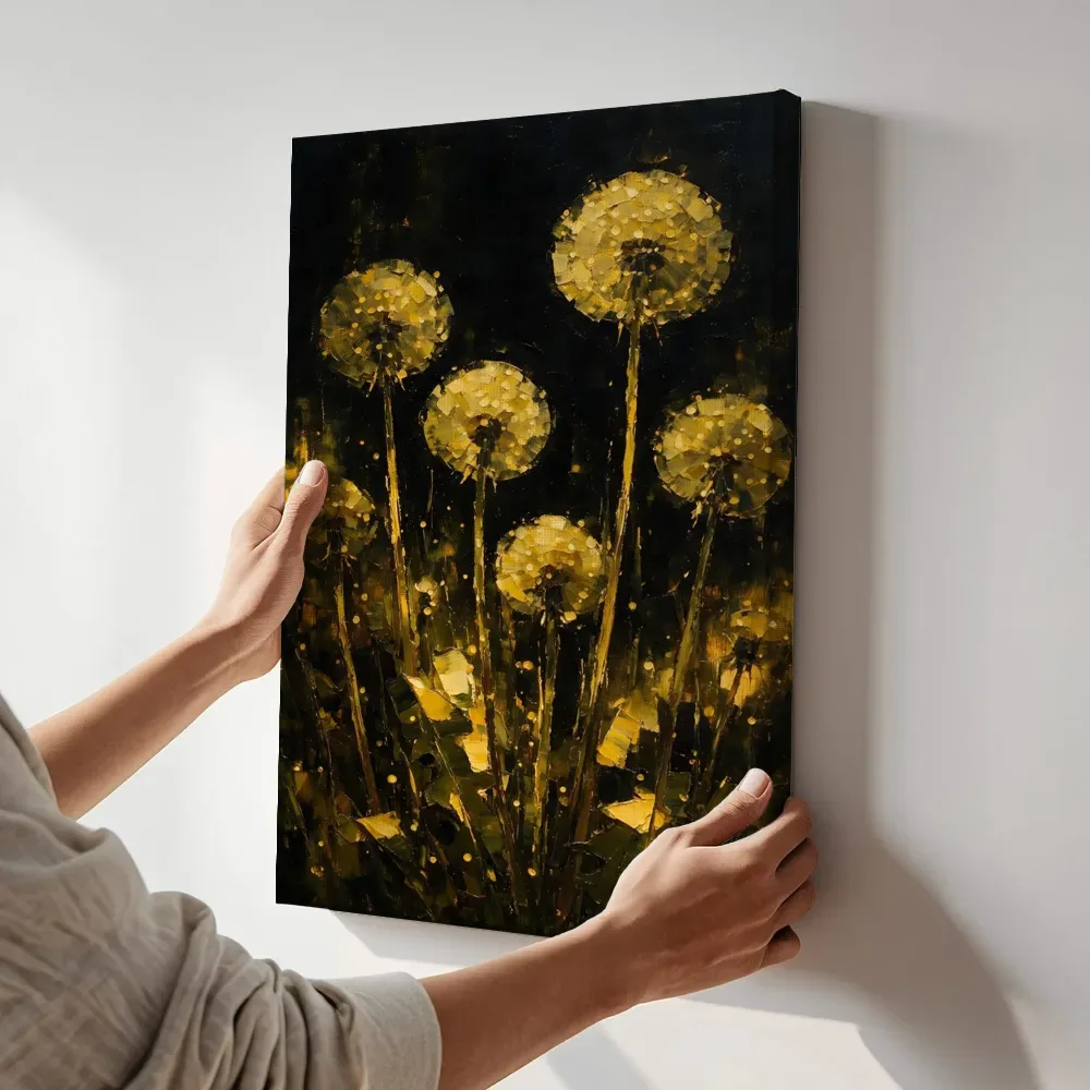 Sfeerimpressie: Paardenbloem in groepjes in mosterd terwijl het aan de muur wordt gehangen