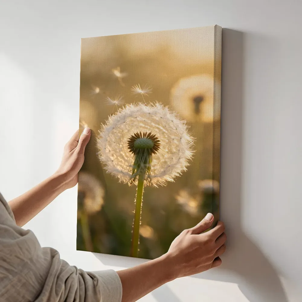 Sfeerimpressie: Paardenbloem in het gouden uur 13 terwijl het aan de muur wordt gehangen