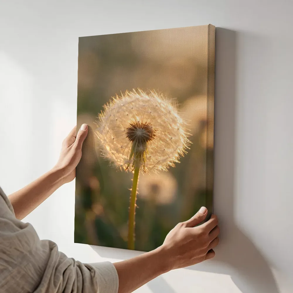 Sfeerimpressie: Paardenbloem in het gouden uur 16 terwijl het aan de muur wordt gehangen
