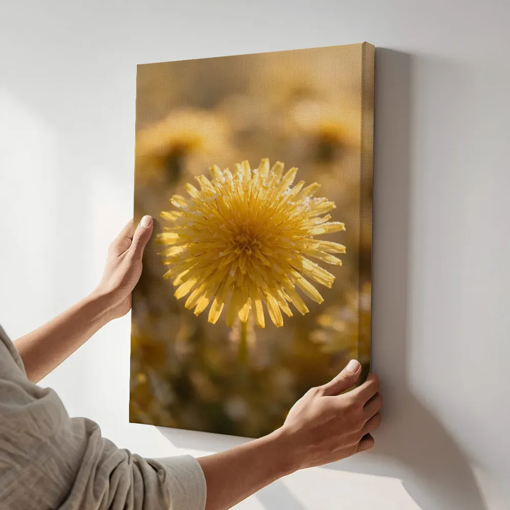 Sfeerimpressie: Paardenbloem in het gouden uur 19 terwijl het aan de muur wordt gehangen