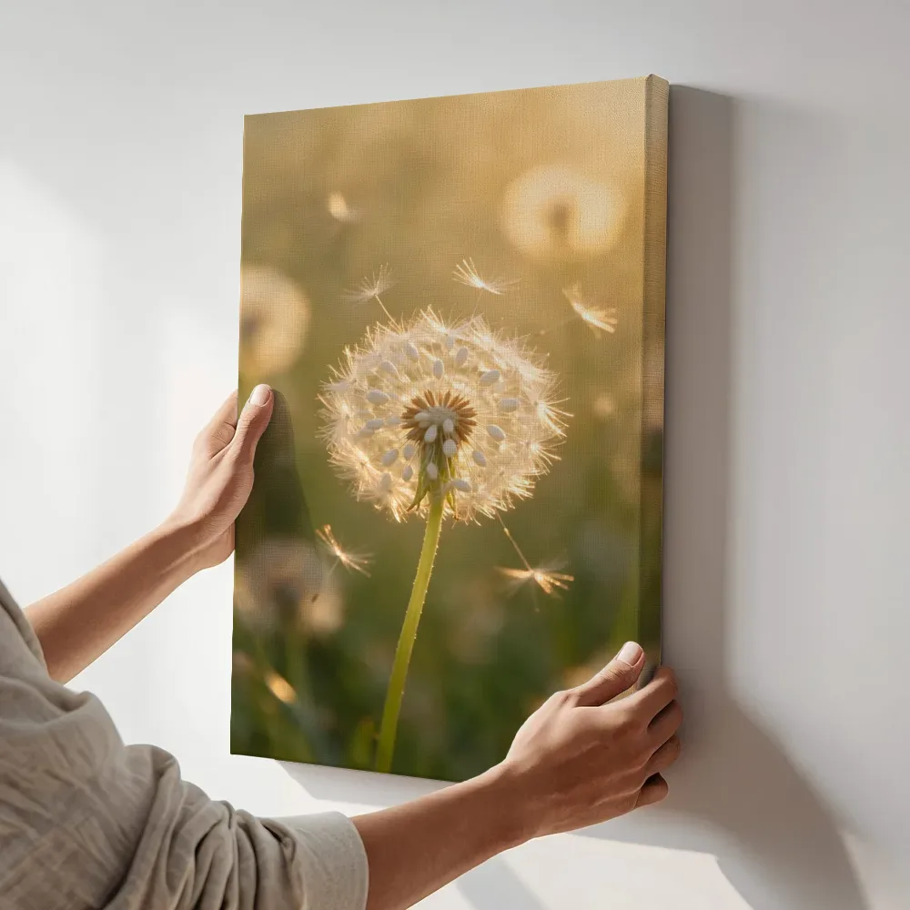 Sfeerimpressie: Paardenbloem in het gouden uur 4 terwijl het aan de muur wordt gehangen