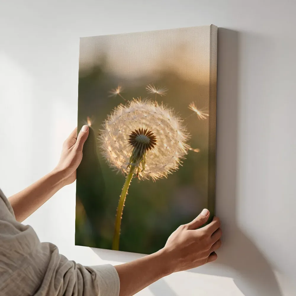 Sfeerimpressie: Paardenbloem in het gouden uur 7 terwijl het aan de muur wordt gehangen