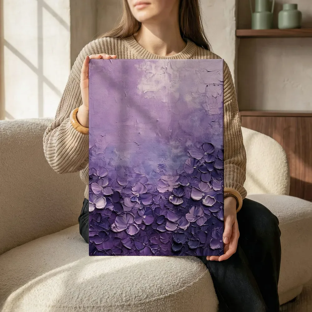 Sfeerimpressie: Paarse hortensia trosbloemen terwijl het zittend wordt getoond