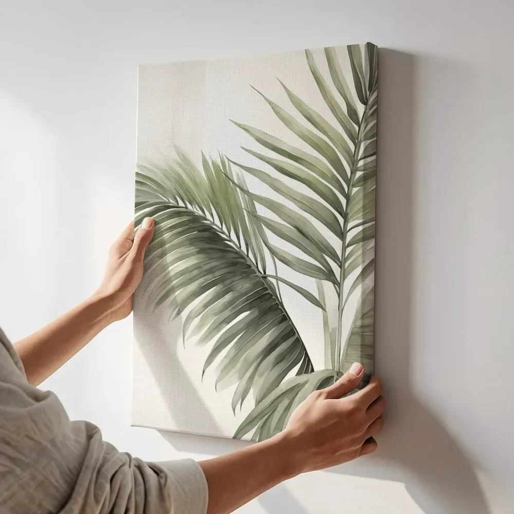 Sfeerimpressie: Palmbladeren vanuit de diepte terwijl het aan de muur wordt gehangen