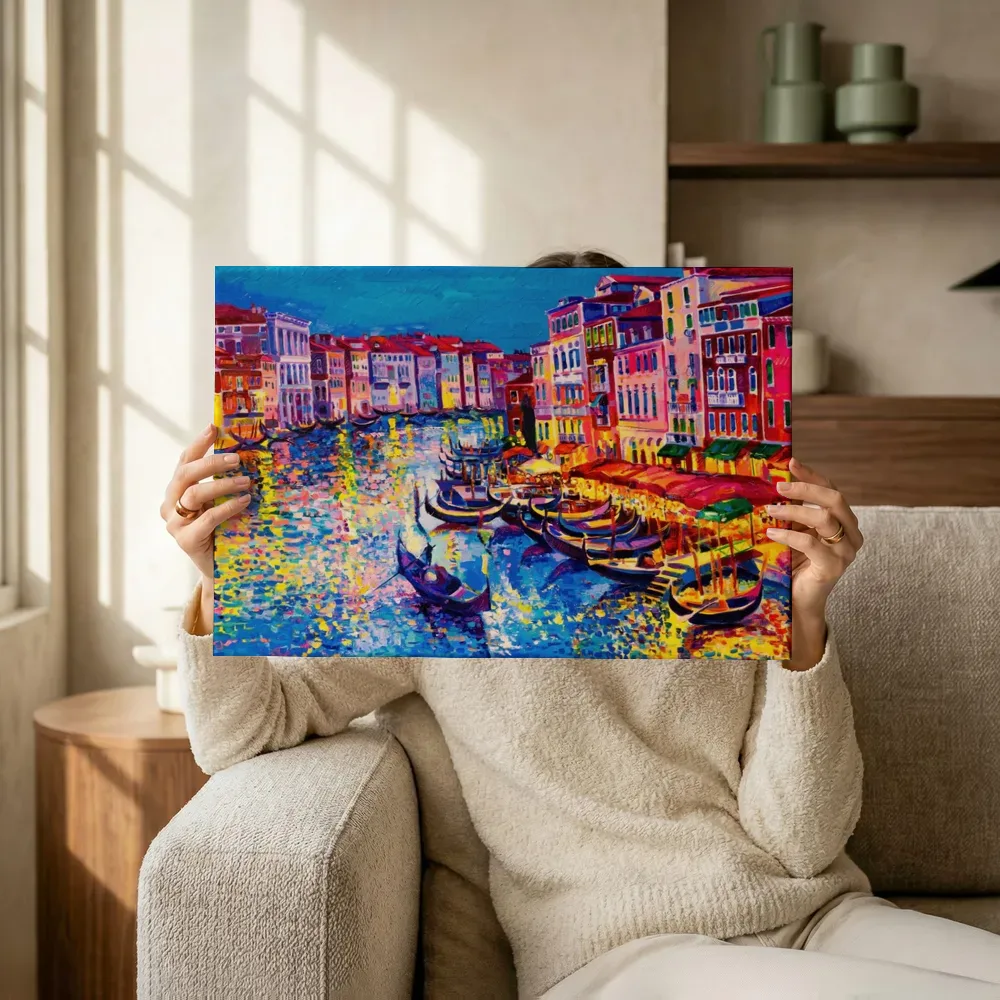 Sfeerimpressie: Panorama van Venetië terwijl het omhoog wordt gehouden