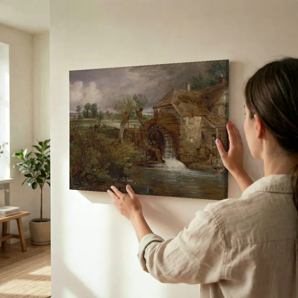 Sfeerimpressie: Parham Mill, Gillingham van John Constable terwijl het wordt opgehangen