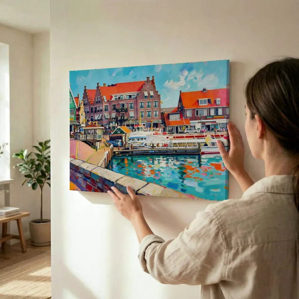 Sfeerimpressie: Parijs, gracht Saint-Martin Paris in kleurrijk modern terwijl het wordt opgehangen