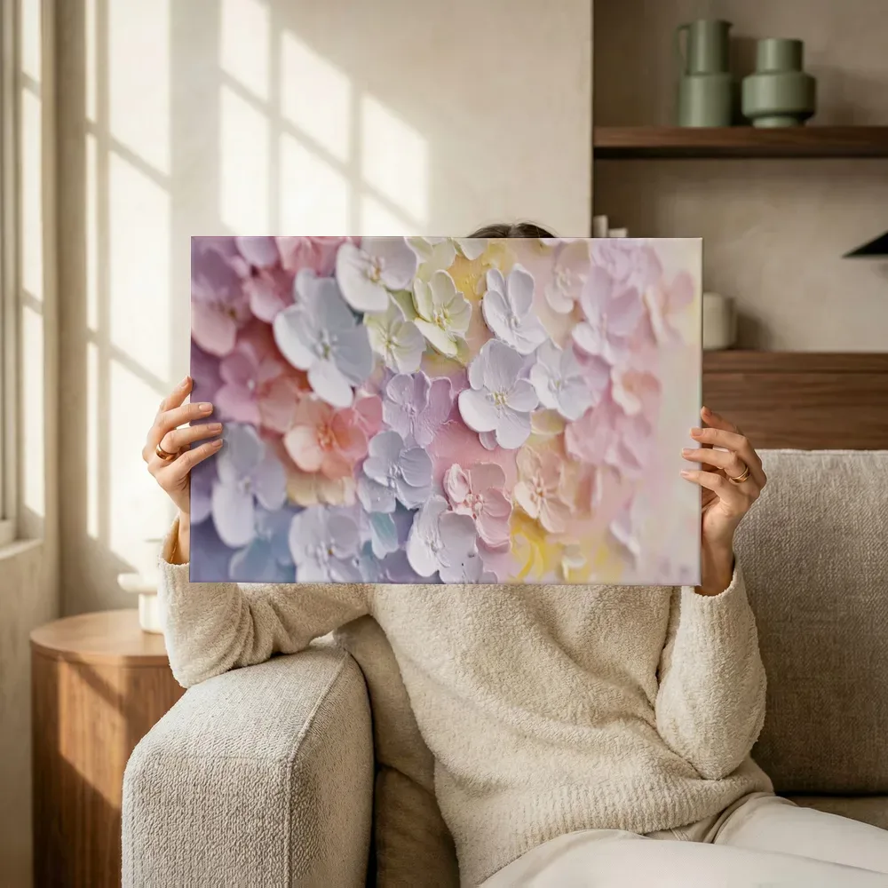 Sfeerimpressie: Pastel bloesem macro terwijl het omhoog wordt gehouden