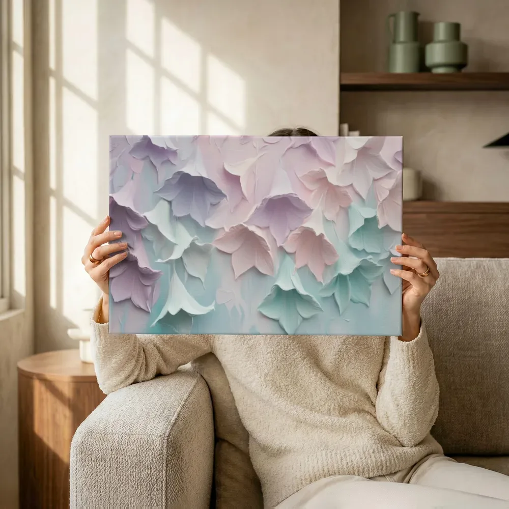 Sfeerimpressie: Pastel klokjesbloem terwijl het omhoog wordt gehouden